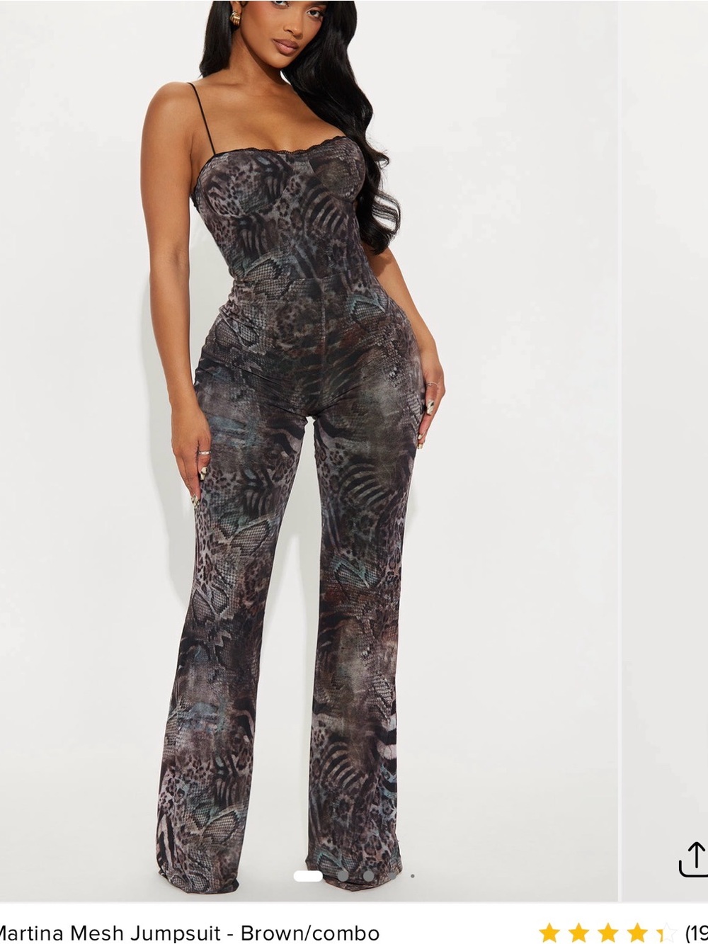 AKIRA Brown Combo Animal Mesh Jumpsuit